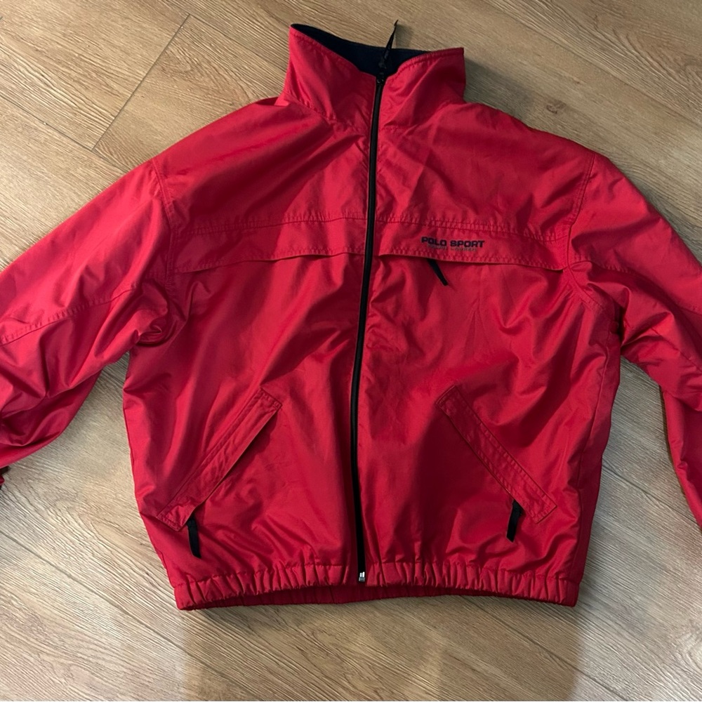 Vintage Polo Sport Ralph Lauren Fleece Lined Red Bomber Jacket